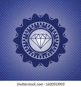 diamond icon inside badge with jean texture