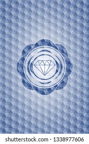 diamond icon inside blue hexagon badge.
