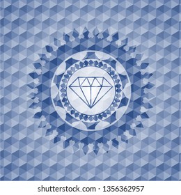 diamond icon inside blue hexagon emblem.