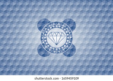 icono de diamante dentro del emblema hexágono azul.