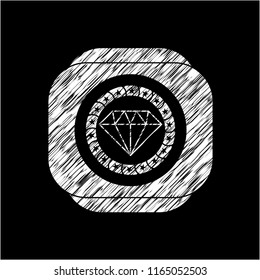 diamond icon inside chalk emblem
