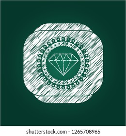 diamond icon inside chalk emblem