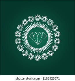 diamond icon inside chalkboard emblem