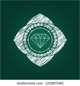 diamond icon inside chalkboard emblem