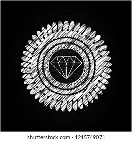 diamond icon inside chalkboard emblem