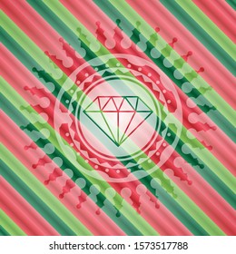 diamond icon inside christmas colors badge.