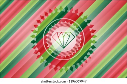 diamond icon inside christmas emblem background.