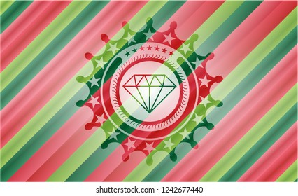 diamond icon inside christmas style badge..