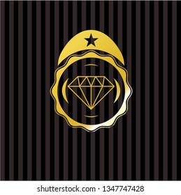 diamond icon inside gold shiny badge
