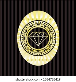 diamond icon inside gold shiny emblem