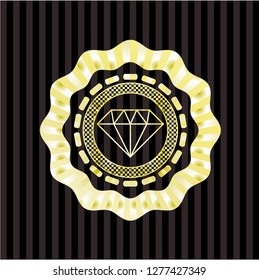 diamond icon inside golden emblem