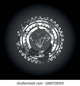 diamond icon inside grey camouflage texture