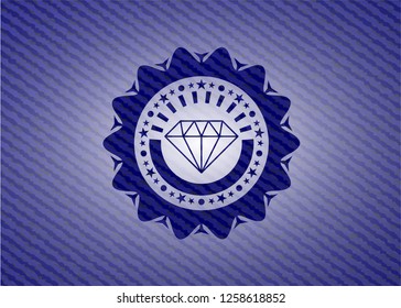 diamond icon inside jean or denim emblem or badge background