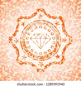 diamond icon inside orange mosaic emblem