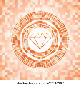diamond icon inside orange mosaic emblem