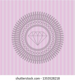 diamond icon inside pink emblem. Vintage.