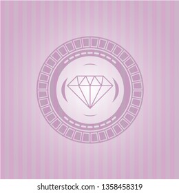diamond icon inside pink emblem. Vintage.