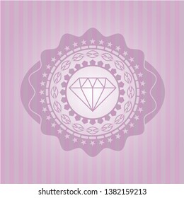 diamond icon inside pink emblem