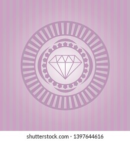 diamond icon inside pink emblem. Vintage.