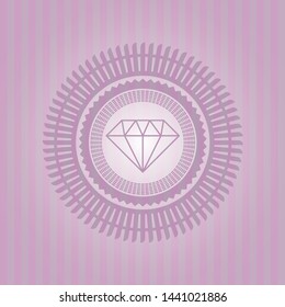 diamond icon inside pink emblem. Vintage.