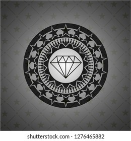 diamond icon inside realistic black emblem