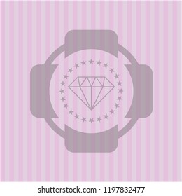diamond icon inside realistic pink emblem