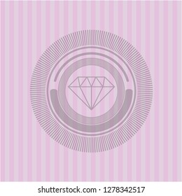 diamond icon inside realistic pink emblem