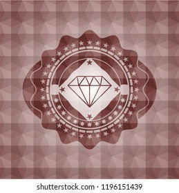 diamond icon inside red badge with geometric pattern background. Seamless.
