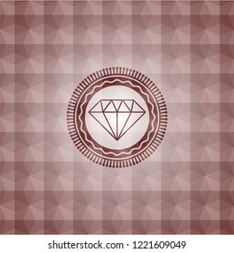 diamond icon inside red badge with geometric pattern background. Seamless.