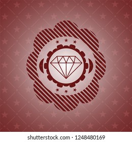 diamond icon inside red emblem. Retro