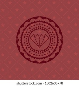 diamond icon inside red emblem. Vintage.