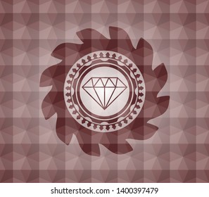 diamond icon inside red geometric badge. Seamless.
