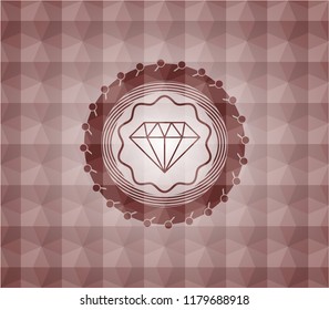 diamond icon inside red seamless polygonal badge.