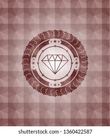 diamond icon inside red seamless polygonal badge.