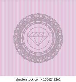 diamond icon inside retro pink emblem