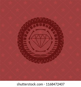diamond icon inside retro red emblem