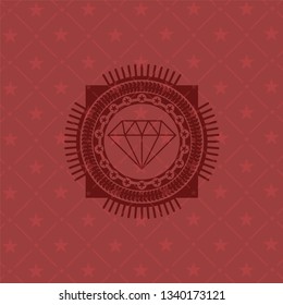 diamond icon inside retro red emblem