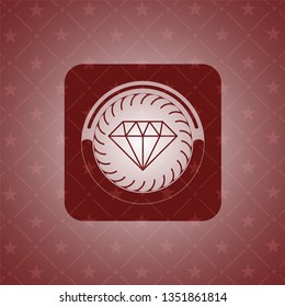 diamond icon inside retro style red emblem