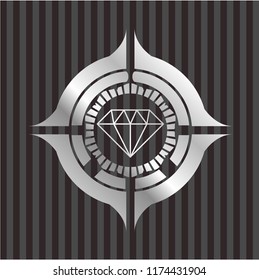 diamond icon inside silver emblem or badge