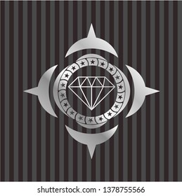 diamond icon inside silver emblem or badge