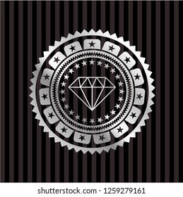 diamond icon inside silver shiny badge