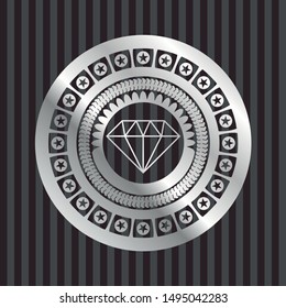 diamond icon inside silvery badge