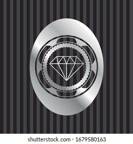 diamond icon inside silvery shiny badge
