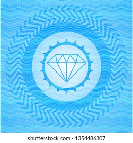 diamond icon inside water concept emblem.