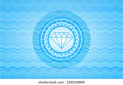 diamond icon inside water style badge.