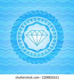 Diamond Icon Inside Water Wave Style Emblem. 