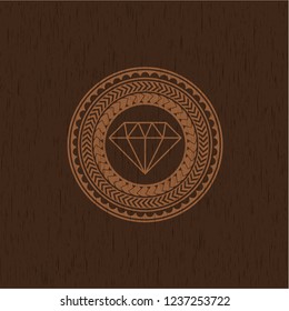 diamond icon inside wood emblem. Retro