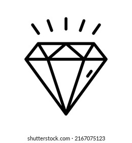 Diamond Icon. Line Art Style Design Isolated On White Background