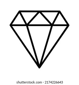 Diamond Icon. Line Art Style Design Isolated On White Background