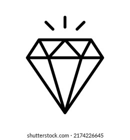 Diamond Icon. Line Art Style Design Isolated On White Background